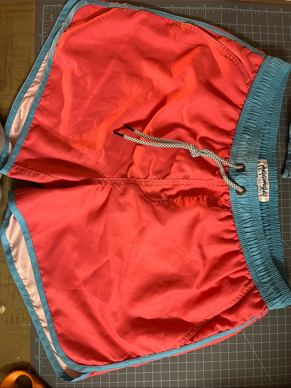 Men's Coral Swim Trunks with Teal Trim - Unbranded (3 different swim trunk pairs